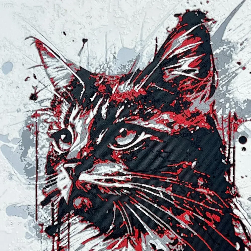 Cat Wall Art, Modern Abstract Drip Painting Style Wall Art, Cat Lover